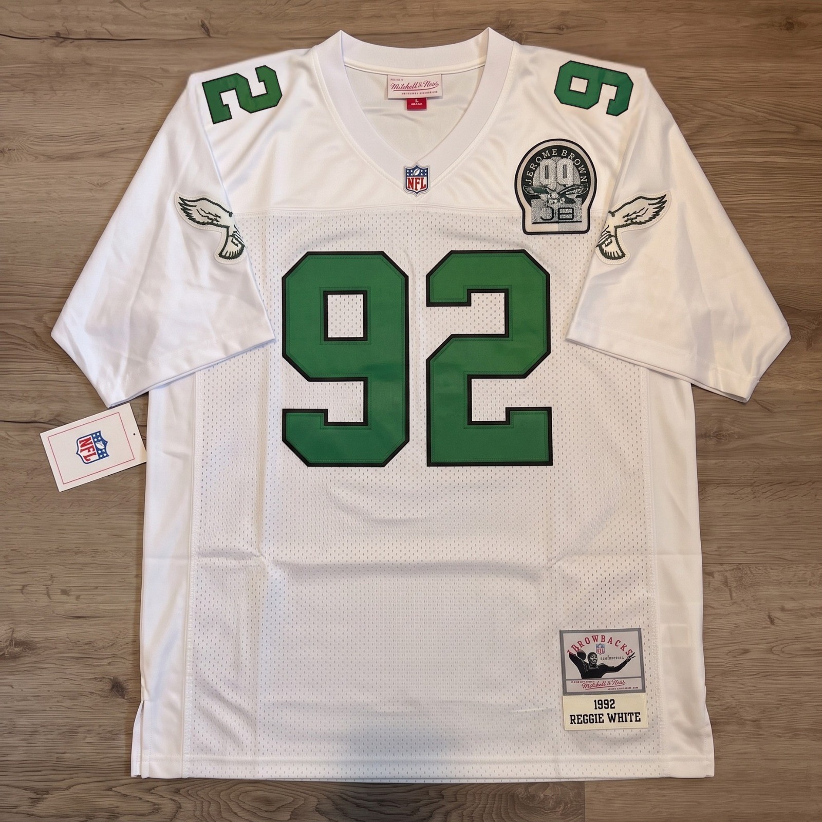 Reggie White Eagles Throwback White Jersey Adult Size 2XL