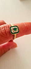 14K Gold Emerald & Diamond Ring – Size S – Hallmarked