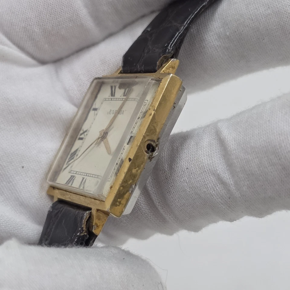 Reloj Vintage Juvenia Suizo Cuerda Manual Vestido Tann Esfera Fecha Romana 17 Joyas Foto 2 de 4