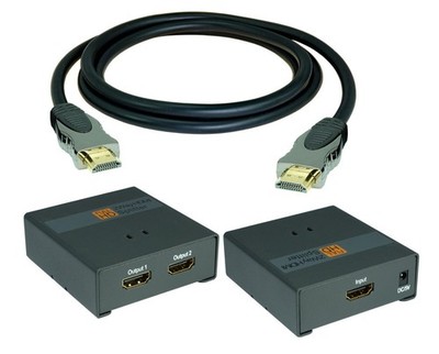 1 IN 2 OUT HDMI Verteiler Switch Adapter Full HD 1080P 3D + Kabel(nach Wahl)