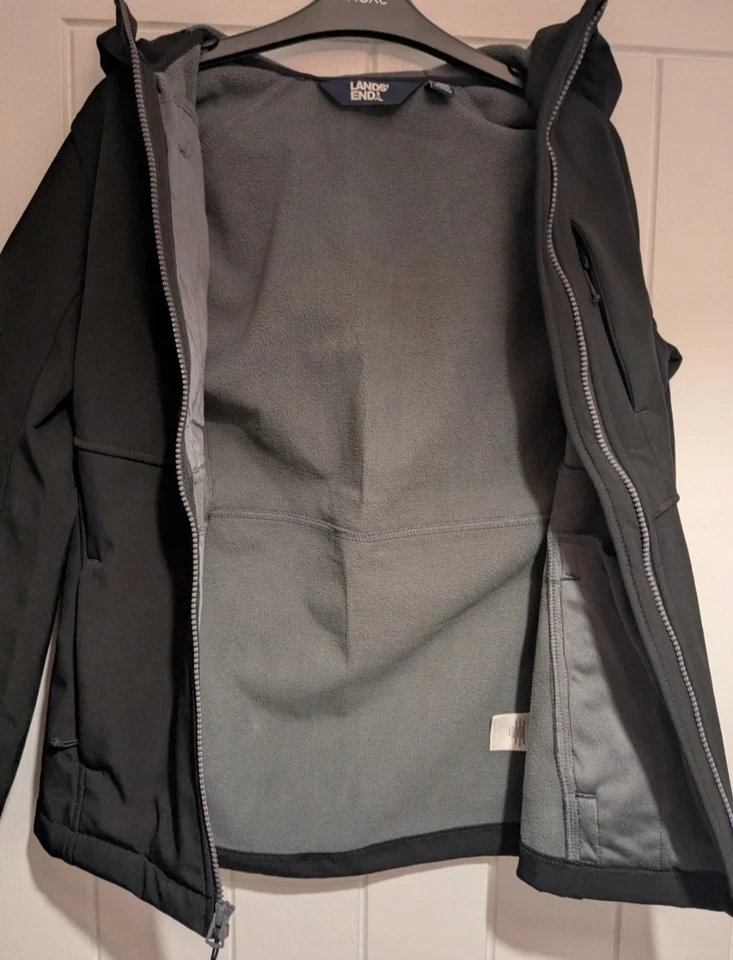 Lands' End Soft Shell Jacket XS (UK size 8, EU 36, US 4) Black/Grey Fleece lined - Image 4 of 4