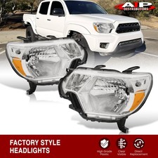Chrome Amber Oe Style Head Lights Lamps Assembly Set For 2012-2015 Toyota Tacoma