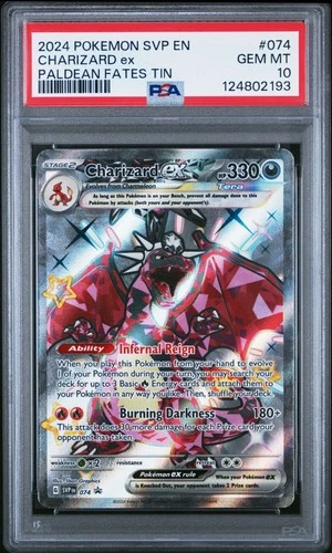 2024 POKEMON SVP EN-SV BLACK STAR PROMO PALDEAN FATES TIN CHARIZARD EX PSA 10