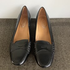 Tod's Black Leather Penny Loafer/Pump Shoe Kitten Heel EU39.5/US 9