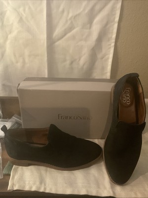 Franco Sarto Loafer Women's Genuine Suede Leather Shoes (Black)
