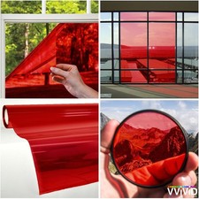 Transparent Colorful Vinyl Window Tinting Sheets 1.49ft x 5ft, Red 