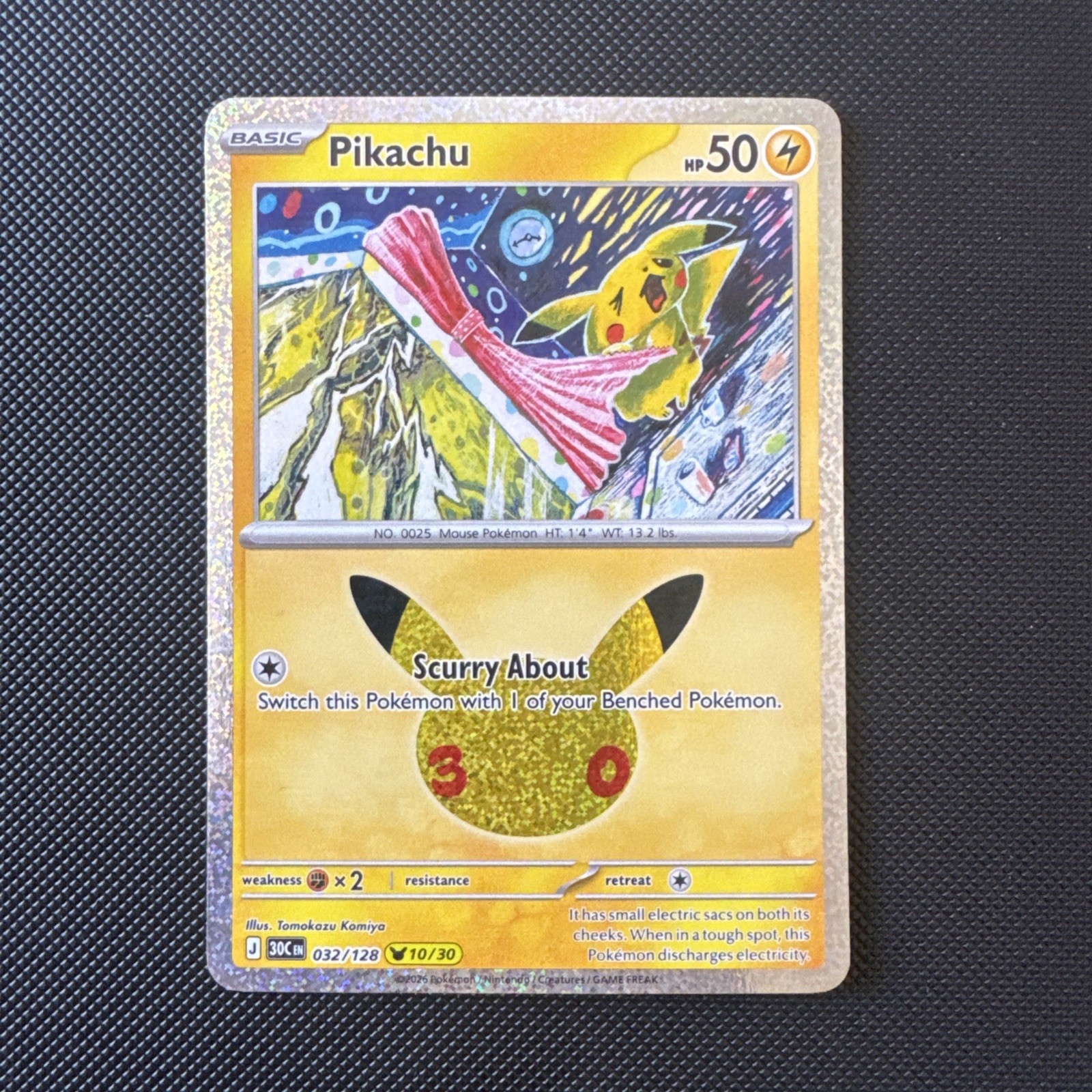 Pikachu 032/128 Me: 30th Celebration Holo