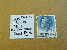 AUSTRALIA 1957-8 PERFS AS SHOWN LMM DEEP BLUE SHADE