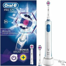 Braun Oral B Pro 570 - 3D White - Rechargeable Electric Toothbrush + 2Heads
