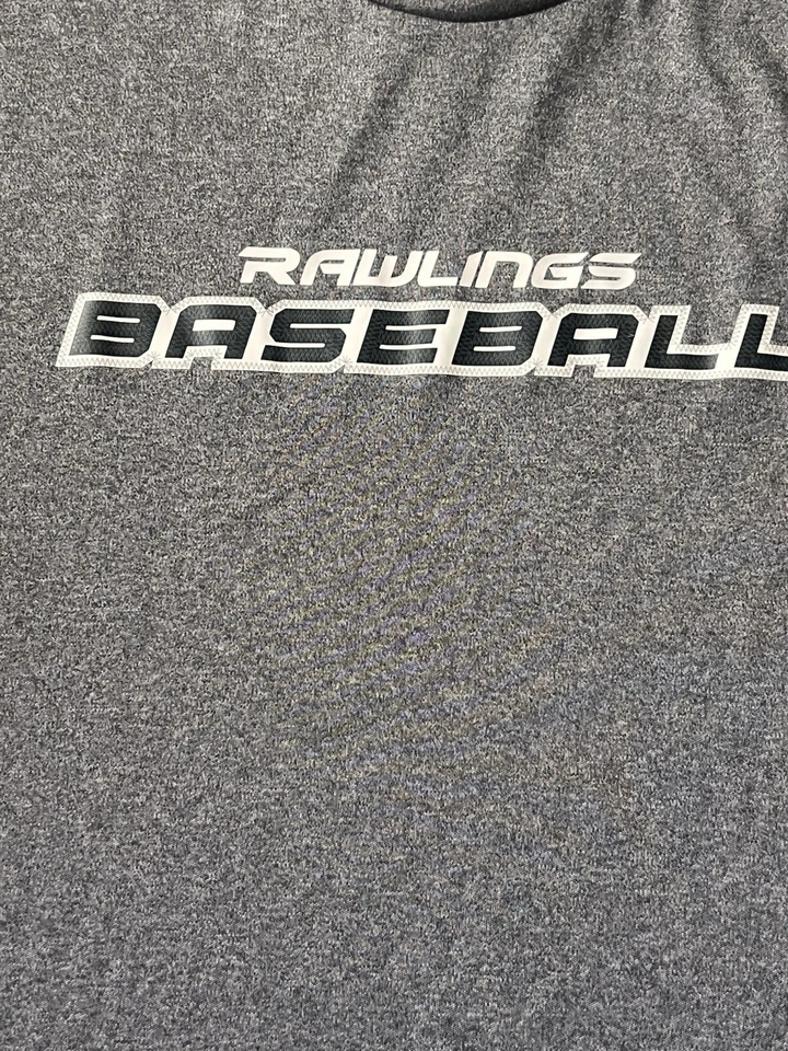 Rawlings Youth Small Performance Baseball 3/4-Sleeve T-Shirt Gray/Black - Image 4 of 4