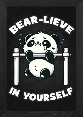 Bärenglaube an dich selbst - Panda Arbeit gerahmtes Wandbild Poster Leinwanddruck Bild