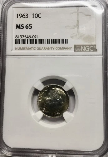 1963 Roosevelt Dime 10¢ NGC MS 65