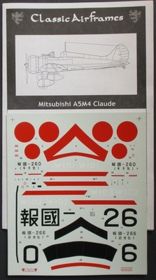 Classic Airframes 1/48th Scale A5M4 Claude - Decals from Kit No. 427