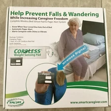 Smart Caregiver Bed Exit Alarm with Wireless Pager - Early Alert Fall Prevent...