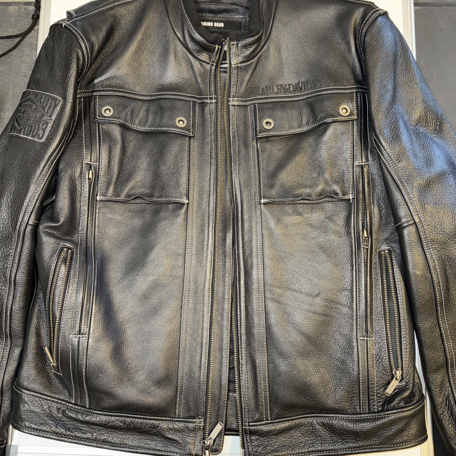 Harley-Davidson Men's Large Leather Jacket Black Heavy Jacket