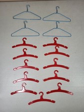 Vintage Doll Clothes Hangers Blue Wire Red Plastic Hong Kong
