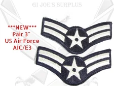 New Pair Air Force USAF 3" Airman First Class AIC Blue Uniform Rank E3 2ea 4C1