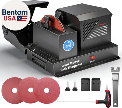 Lawn Mower Blade Sharpener Machine, 7'' Bench Grinder with Ceramic Wheel & Sandin
