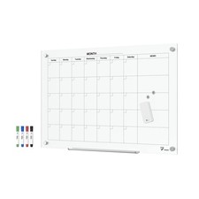 36 x 24 Inches Tempered Glass Calendar Dry Erase Board for Wall, 3' x 2' Magn...