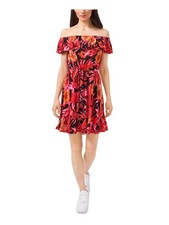 RILEY&RAE Womens Tie  Flutter Sleeve Above The Knee Fit + Flare Dress