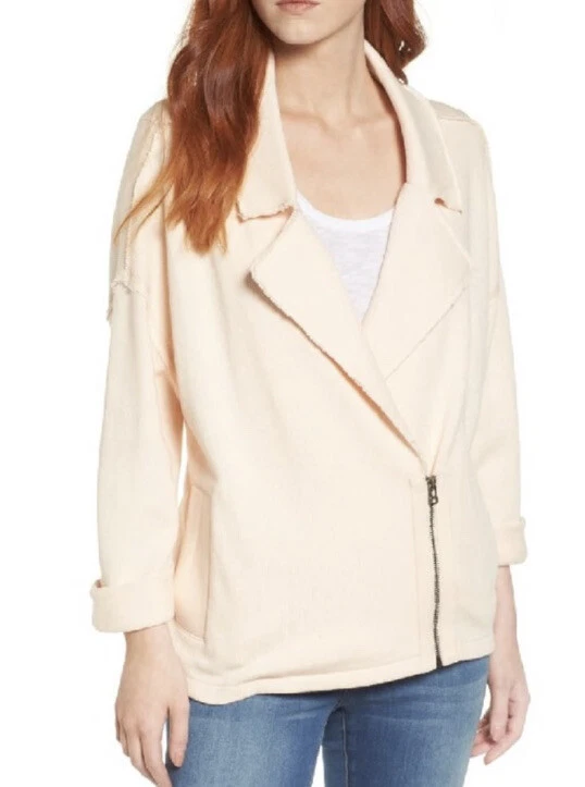 Caslon Tejido Moto Chaqueta Suéter Gran Tamaño Relajado Melocotón Talla Grande Bordes Crudos Nuevo con Etiquetas