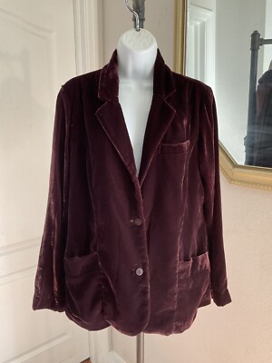Kyla Seo Karyn Caite Jasper Jacket Blazer Crushed Velvet Top Oxblood NWT