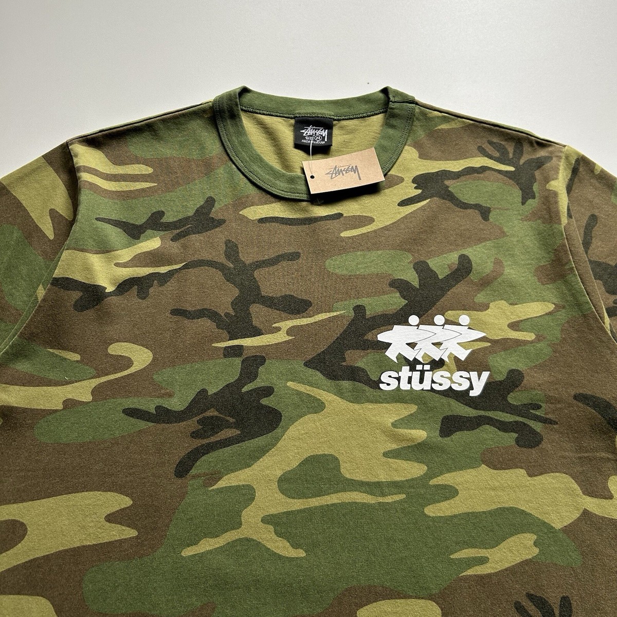Stussy Surfwalk Graphic Woodland Camouflage T Shirt Men's Medium