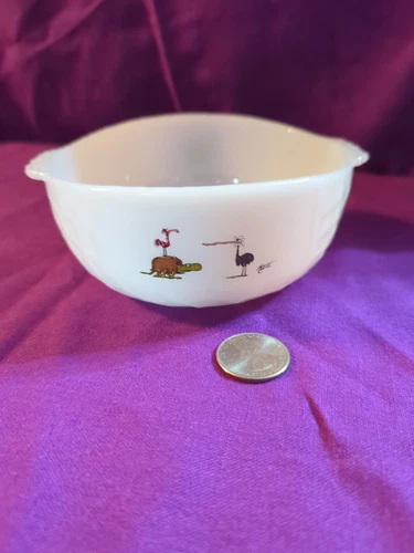 Vintage Anchor Hocking Fire King BC Comics Johnny Hart Dinosaur Turtle Bowl Dish