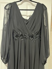 EVER PRETTY Plus Size Dress- Size 26 Black Long Maxi Dress With Sheer Sleeves