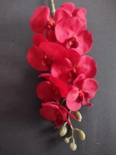 Artificial Phalaenopsis Orchid flower  stem. Silk Flowers  DEEP RED