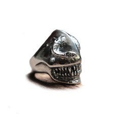 alien snake biker skull ring men sterling silver pentagram monster cobra gothic