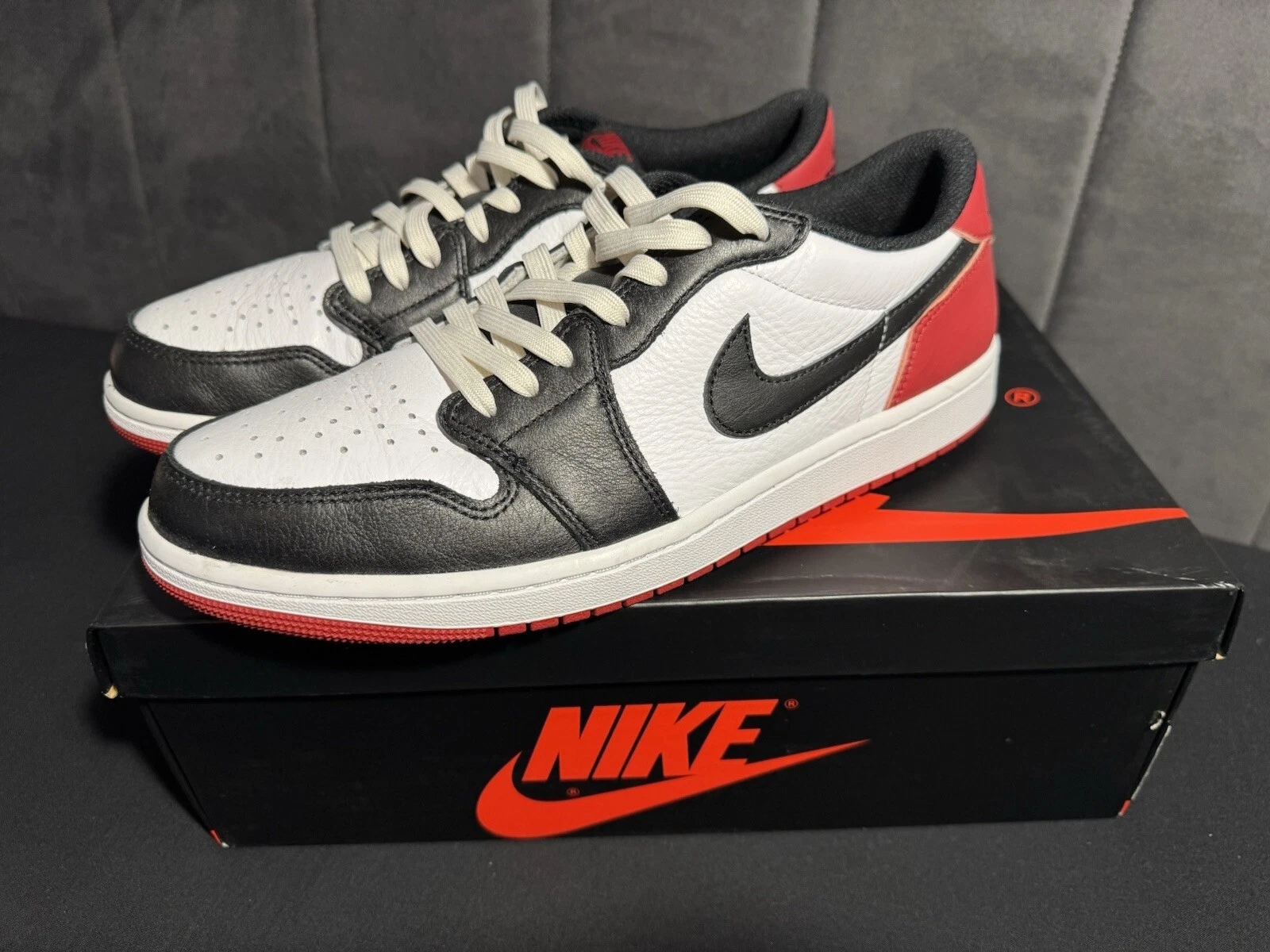 Jordan 1 Low OG Black Toe Taglia UK 10 Us ma intime ottimeioni c