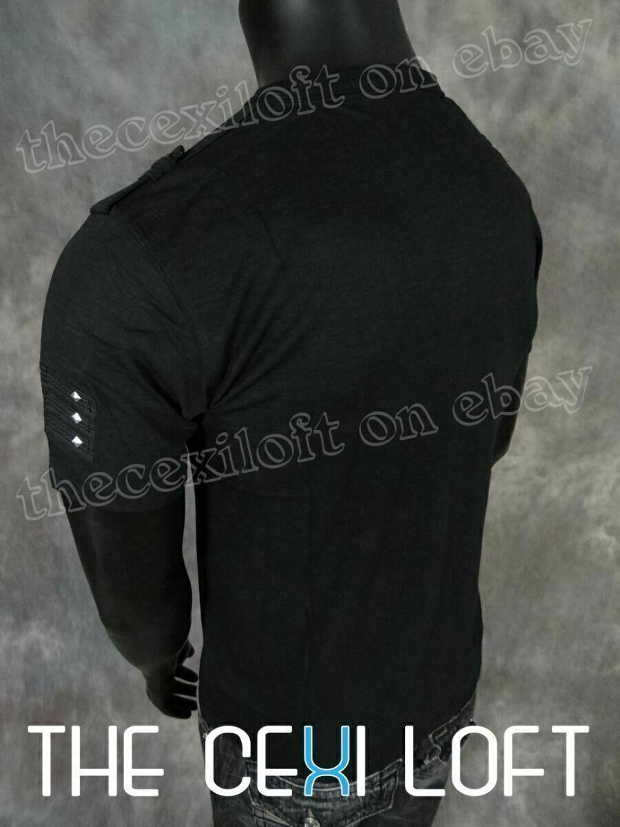 Mens T-Shirt Black with Reverse Print Graphics VERTICAL Casual Sport