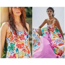 💕FARM RIO💕 White Good Vibes Maxi Dress Floral Tropical Print XS NWT