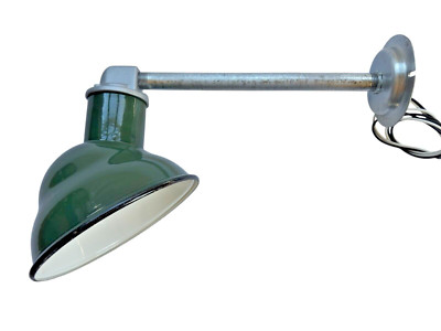 1930's Multi 8'' Green Porcelain Industrial Sign Gas Station Vintage Pole Light