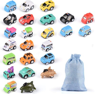 24 Pieces Mini Car Pull Back Toy Cars with Storage Bag, Children's