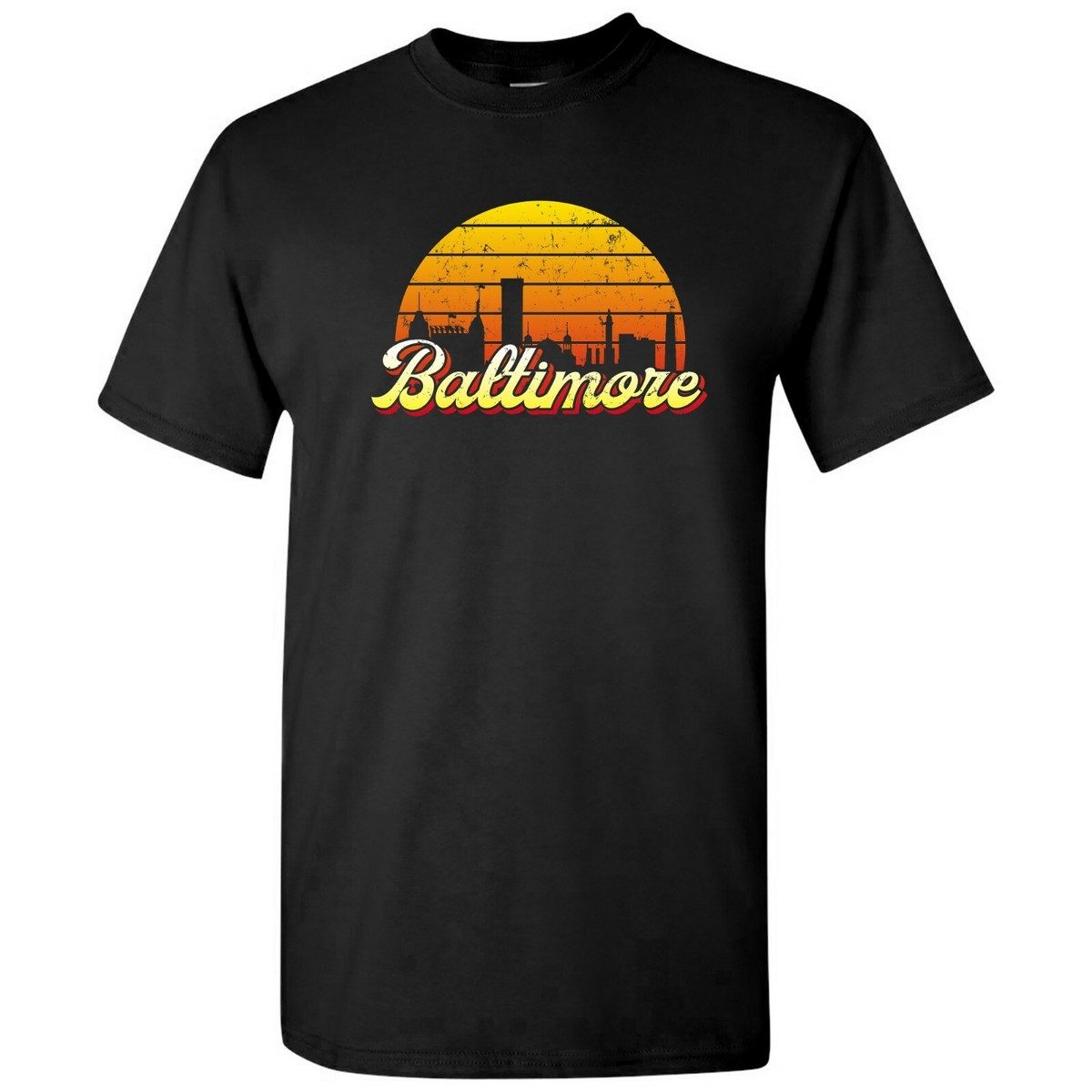 Baltimore MD Retro Skyline Sunset Home State Pride Summer T