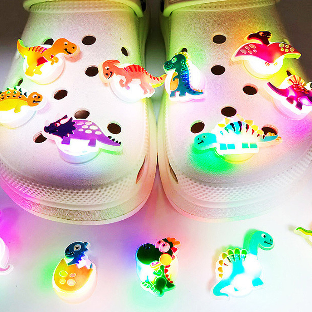 Mixed 50Pcs Croc Flash Lights Cartoon Shoes Charms Jibbitz Decor DIY