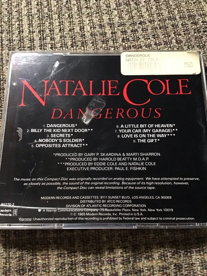 NATALIE COLE DANGEROUS 1985 CD OOP ATCO PRINT 9TRX Foto 3 de 4