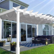Retractable Pergola Canopy Waterproof Shade Cover Wire Track for Yard Patio Deck