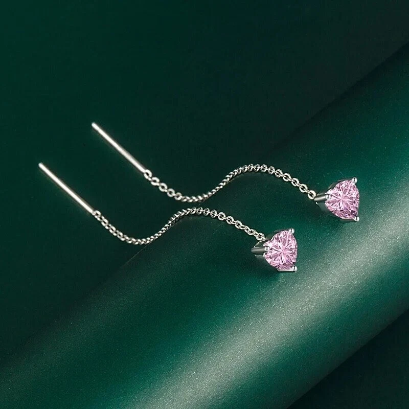 Orecchini Donna Pendenti Lunghi Cristallo Luce Sera Paio Argento Coppia Regalo - Immagine 3 di 4