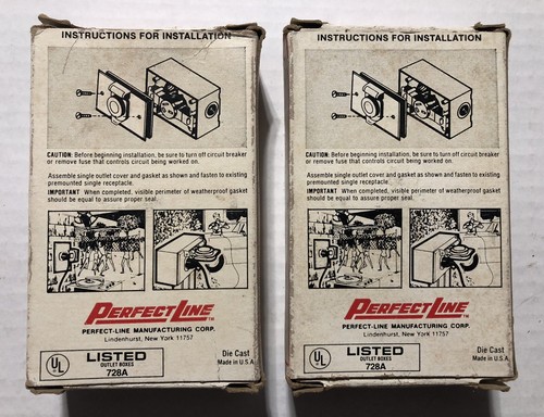 2- NOS Perfect-Line Single Weatherproof Outlet Cover w Gasket no. WR74C Die Cast - Picture 7 of 8