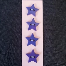4x Vintage 15mm Shades Of Navy Blue Star-Shaped Button 2-Hole Flat Back Plastic