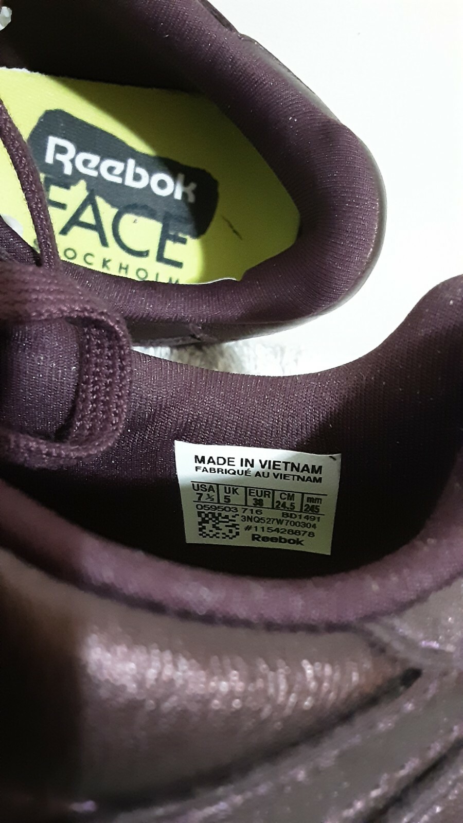 Size 7.5 - Reebok Classics Face Purple 