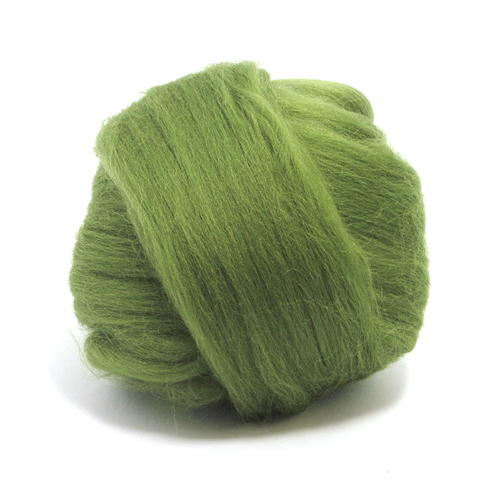 50g Dyed Merino Wool Top Olive Green Dreads Needle Spinning Felting Roving