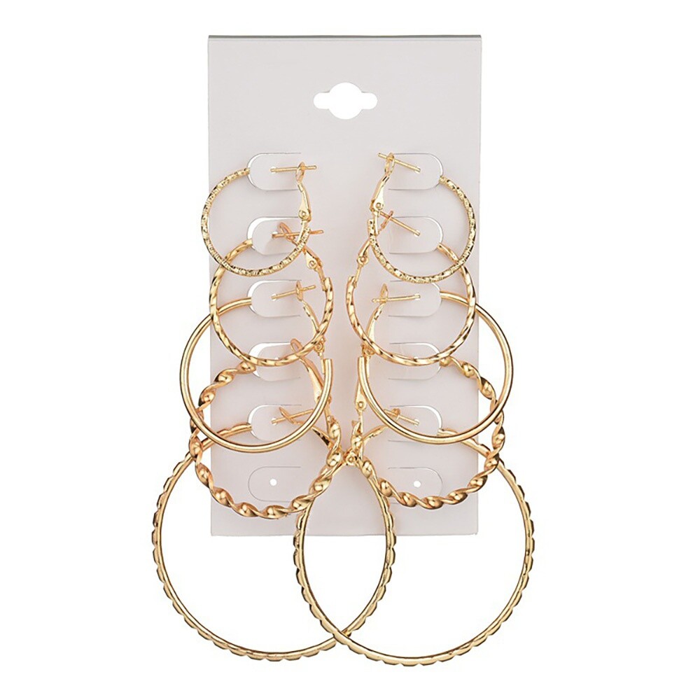 Gold Silver Hoop Earrings Circle Stud Set for Women Girls-image