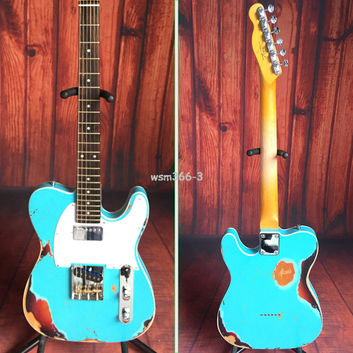 Guitarras eléctricas Relic 6 cuerdas azul TL hardware cromado golpeador blanco