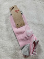 Levi  s Girls Low Cut Socks New With Tags 3Pk Size 5/7Y Pink, White, and Grey
