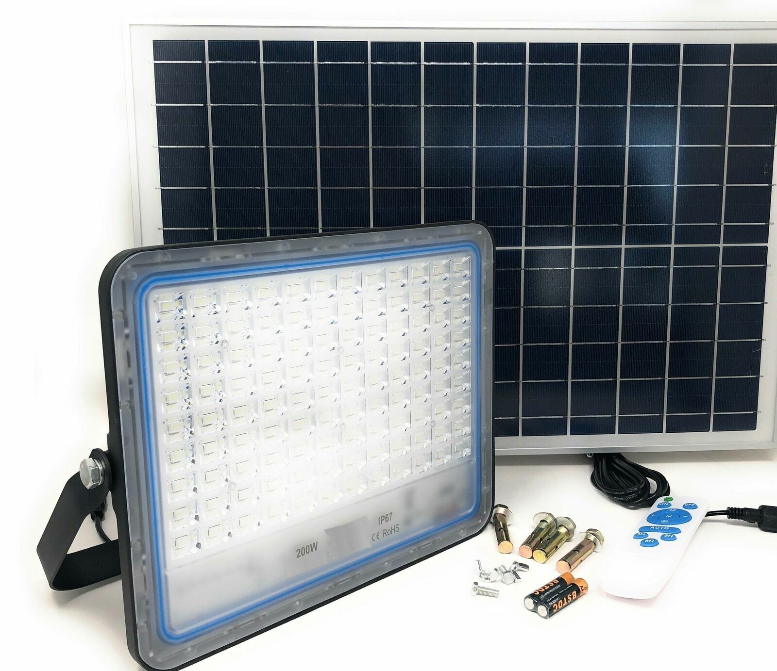 Faro Solare Faretto LED Solare Crepuscolare 100W-800W IP66 - Luce Bianca Fredda Per Esterni Illuminazione Esterna Solare 200W - Foto 5