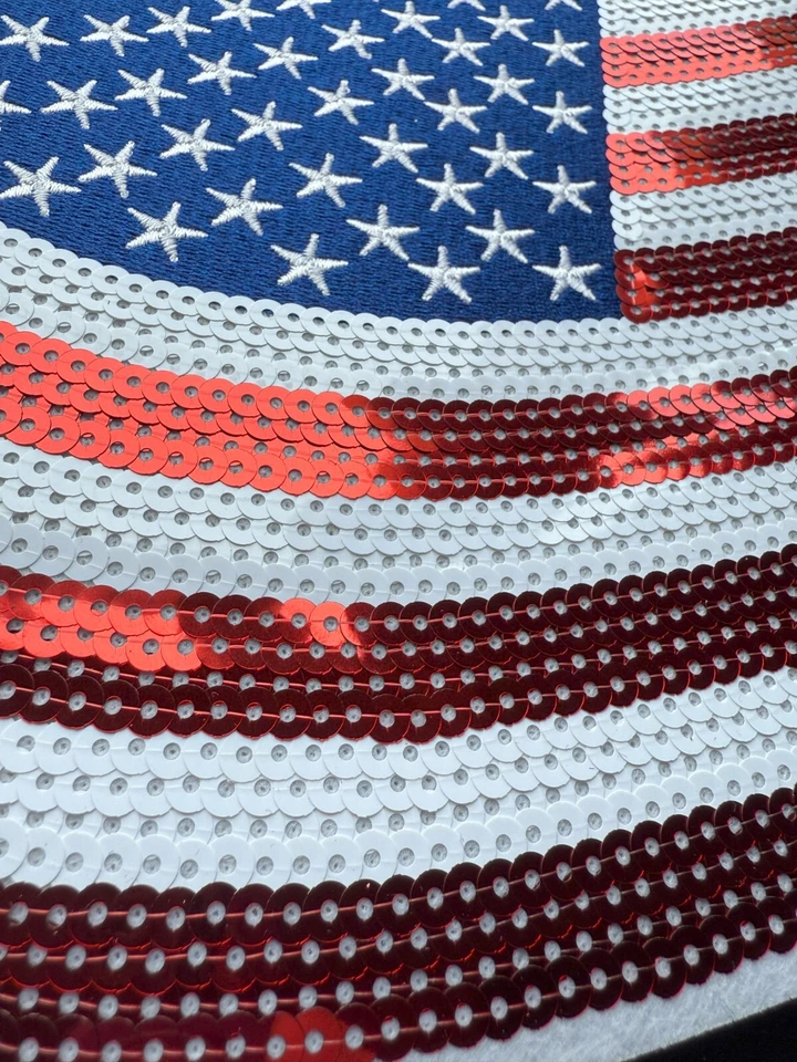 🎆 American Flag Sequin Patch 11" x 8.38" 💎 Stars ✨ Stripes ❤️ Sparkle Iron-On - Image 4 of 4